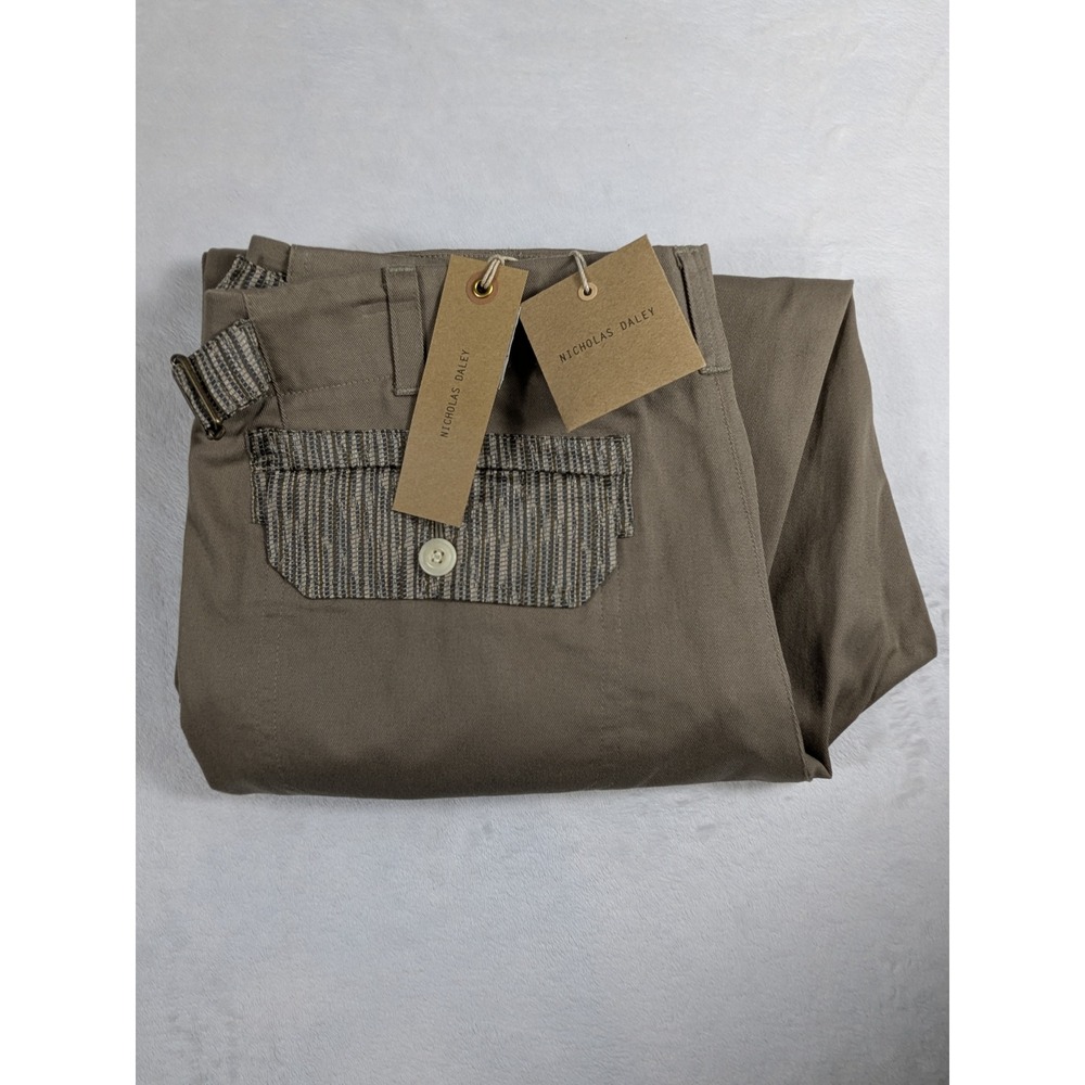 Nicholas‎ Daley Safari Khaki Pants Silk/Cotton Pleated Adjustable Men 37x31 $546